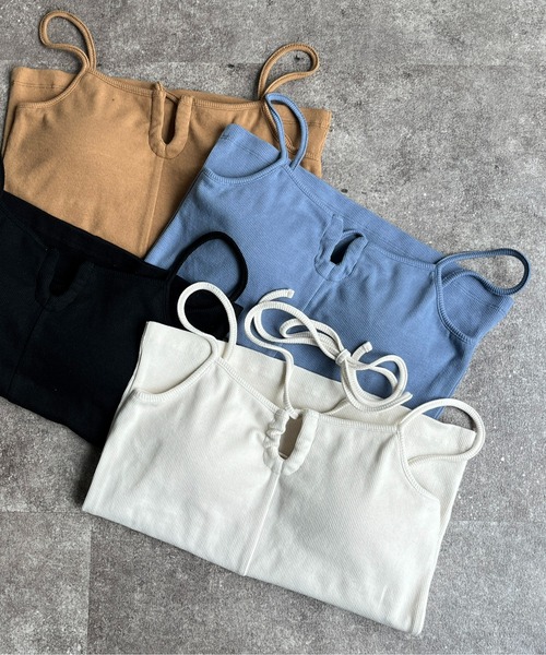 CPCM（シーピーシーエム）の「カップ付きクロスデザインキャミインナー（キャミソール・レディース・マスタード/キナリ/ブラック/ブルー・FREE）」の12枚目の写真