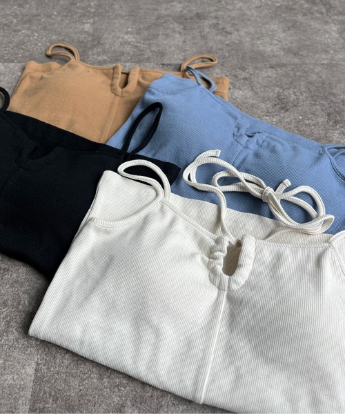 CPCM（シーピーシーエム）の「カップ付きクロスデザインキャミインナー（キャミソール・レディース・マスタード/キナリ/ブラック/ブルー・FREE）」の13枚目の写真