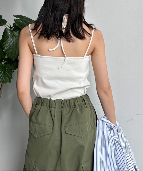 CPCM（シーピーシーエム）の「カップ付きクロスデザインキャミインナー（キャミソール・レディース・マスタード/キナリ/ブラック/ブルー・FREE）」の15枚目の写真