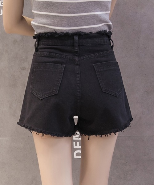 Miniministore(ミニミニストア)の「デニムショートパンツ レディース 短パン(デニムパンツ・レディース・サックスブルー/ブラック/ホワイト/インディゴブルー・M/L/XXL/XL)」の7枚目の写真
