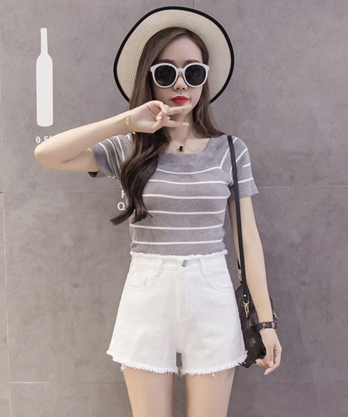 Miniministore(ミニミニストア)の「デニムショートパンツ レディース 短パン(デニムパンツ・レディース・サックスブルー/ブラック/ホワイト/インディゴブルー・M/L/XXL/XL)」の11枚目の写真