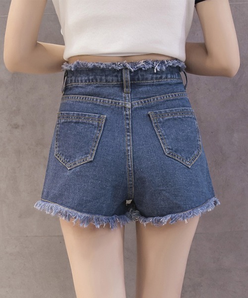 Miniministore(ミニミニストア)の「デニムショートパンツ レディース 短パン(デニムパンツ・レディース・サックスブルー/ブラック/ホワイト/インディゴブルー・M/L/XXL/XL)」の13枚目の写真