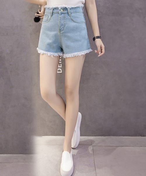 Miniministore(ミニミニストア)の「デニムショートパンツ レディース 短パン(デニムパンツ・レディース・サックスブルー/ブラック/ホワイト/インディゴブルー・M/L/XXL/XL)」の17枚目の写真
