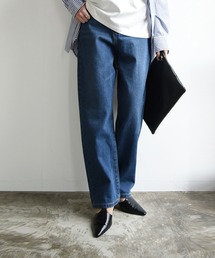 デニム&ツイルストレートパンツ