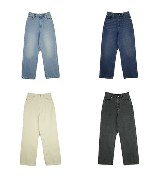 and it_（アンドイット）の「デニム＆ツイルストレートパンツ（デニムパンツ・レディース・アイボリー/ブラック/サックスブルー/ブルー・M/L）」の13枚目の写真