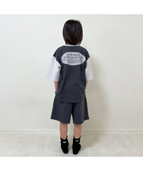 BREEZE（ブリーズ）の「【WEB限定・上下セット】バリエーションセットアップ_半袖・ハーフパンツ（セットアップ・キッズ・チャコール/レインボー/ブラック/サックスブルー・90/100/110/120/130/140/150）」の6枚目の写真