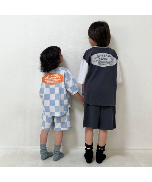 BREEZE（ブリーズ）の「【WEB限定・上下セット】バリエーションセットアップ_半袖・ハーフパンツ（セットアップ・キッズ・チャコール/レインボー/ブラック/サックスブルー・90/100/110/120/130/140/150）」の9枚目の写真