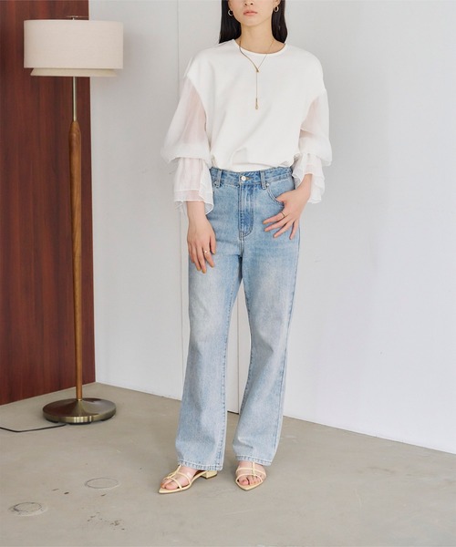 titivate(ティティベイト)の「シアーボリュームスリーブドッキングプルオーバー(Tシャツ/カットソー・レディース・オフホワイト/ブラック/ベージュ系その他・FREE)」の22枚目の写真