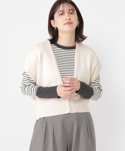 studio CLIP（スタディオクリップ）の「《days》5ゲージメランジベスト（ベスト・レディース・モカ/ブルー/オフホワイト・FREE）」の2枚目の写真