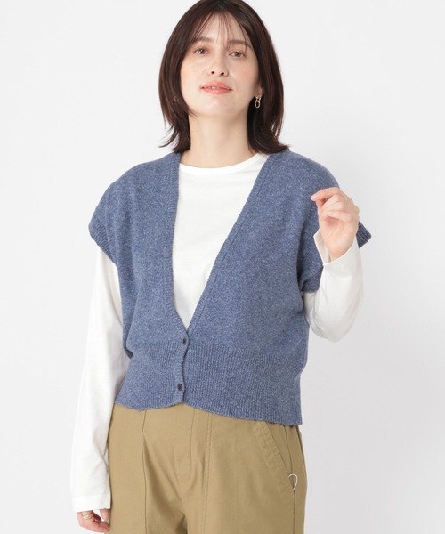 studio CLIP（スタディオクリップ）の「《days》5ゲージメランジベスト（ベスト・レディース・モカ/ブルー/オフホワイト・FREE）」の3枚目の写真