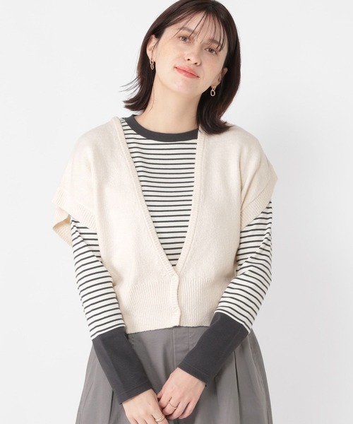 studio CLIP（スタディオクリップ）の「《days》5ゲージメランジベスト（ベスト・レディース・モカ/ブルー/オフホワイト・FREE）」の14枚目の写真