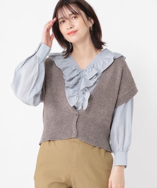 studio CLIP（スタディオクリップ）の「《days》5ゲージメランジベスト（ベスト・レディース・モカ/ブルー/オフホワイト・FREE）」の15枚目の写真