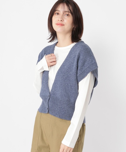 studio CLIP（スタディオクリップ）の「《days》5ゲージメランジベスト（ベスト・レディース・モカ/ブルー/オフホワイト・FREE）」の18枚目の写真