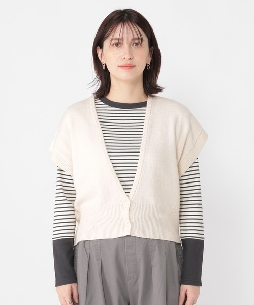 studio CLIP（スタディオクリップ）の「《days》5ゲージメランジベスト（ベスト・レディース・モカ/ブルー/オフホワイト・FREE）」の11枚目の写真