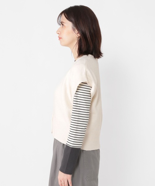 studio CLIP（スタディオクリップ）の「《days》5ゲージメランジベスト（ベスト・レディース・モカ/ブルー/オフホワイト・FREE）」の12枚目の写真