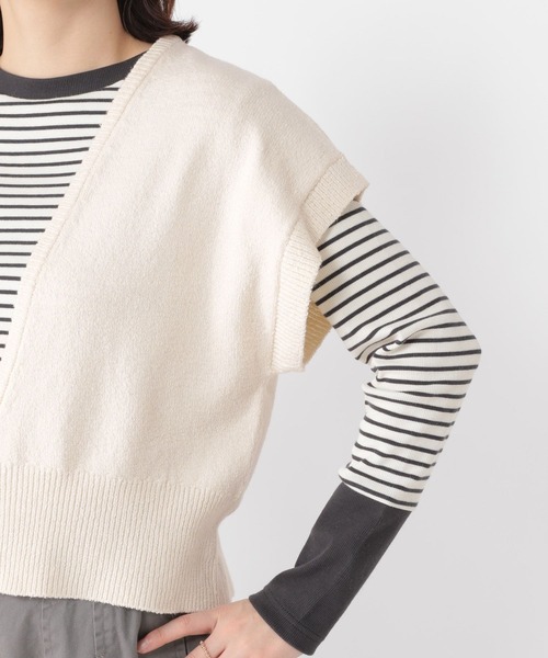 studio CLIP（スタディオクリップ）の「《days》5ゲージメランジベスト（ベスト・レディース・モカ/ブルー/オフホワイト・FREE）」の8枚目の写真