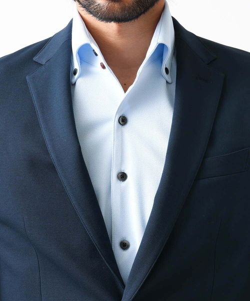 MICHEL KLEIN HOMME   （ミッシェルクランオム）の「ジャージテーラードジャケット セットアップ（テーラードジャケット・メンズ・ネイビー/グレー・MEDIUM/LARGE/X-LARGE）」の9枚目の写真