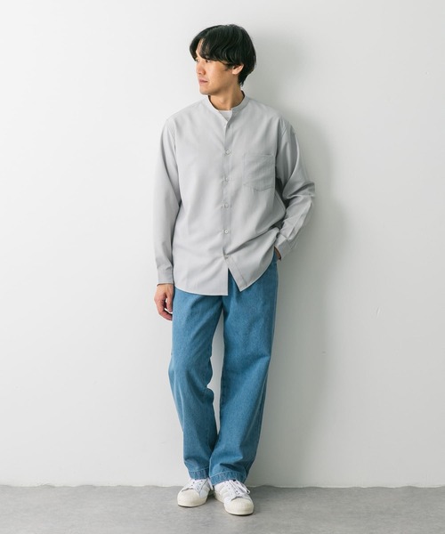 URBAN RESEARCH DOORS（アーバンリサーチドアーズ）の「『吸水速乾』セオアルファバンドカラーロングスリーブシャツ（シャツ/ブラウス・メンズ・ブルー/チャコールグレー/ライトグレー/モカ/グリーン系その他・MEDIUM/LARGE）」の12枚目の写真