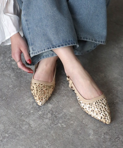 Riberry（リベリー）の「ポインテッドトゥスパンコールサンダル（サンダル・レディース・ブラック/シルバー/ベージュ・MEDIUM/LARGE）」の9枚目の写真