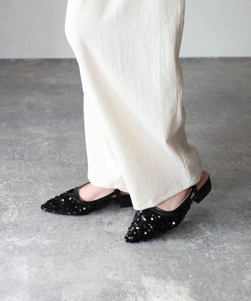 Riberry（リベリー）の「ポインテッドトゥスパンコールサンダル（サンダル・レディース・ブラック/シルバー/ベージュ・MEDIUM/LARGE）」の12枚目の写真