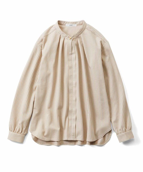 IEDIT（イディット）の「ＩＥＤＩＴ　きちんとシャツ見えして伸びやかな抗菌防臭美ノビストライプシャツブラウス（シャツ/ブラウス・レディース・ネイビー/ベージュ/ピンク系その他・MEDIUM/LARGE/X-LARGE/XX-LARGE）」の2枚目の写真