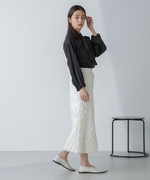 NANO universe(ナノユニバース)の「「星玲奈×NANO universe」ジョーゼットボータイブラウス(シャツ/ブラウス・レディース・ブラック/アイボリー/ミント・S/M)」の8枚目の写真