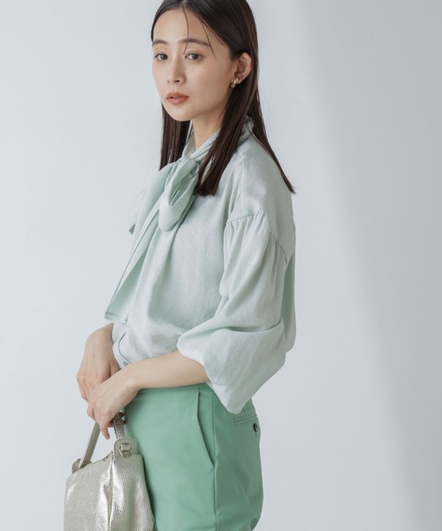 NANO universe(ナノユニバース)の「「星玲奈×NANO universe」ジョーゼットボータイブラウス(シャツ/ブラウス・レディース・ブラック/アイボリー/ミント・S/M)」の18枚目の写真