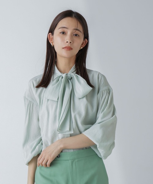 NANO universe(ナノユニバース)の「「星玲奈×NANO universe」ジョーゼットボータイブラウス(シャツ/ブラウス・レディース・ブラック/アイボリー/ミント・S/M)」の19枚目の写真