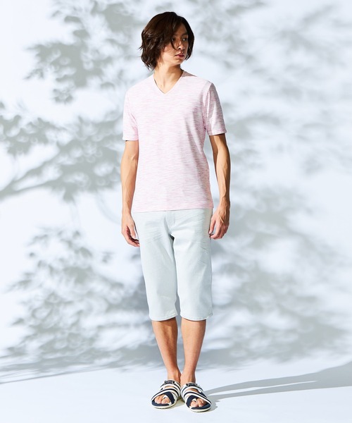 HIDEAWAYS NICOLE（ハイダウェイニコル）の「ハニカムジャガード半袖Ｔシャツ（Tシャツ/カットソー・メンズ・ブラック×グレー/スモークピンク/ブルー/ライトグレー/ブラック×ホワイト・MEDIUM/X-LARGE/LARGE）」の6枚目の写真