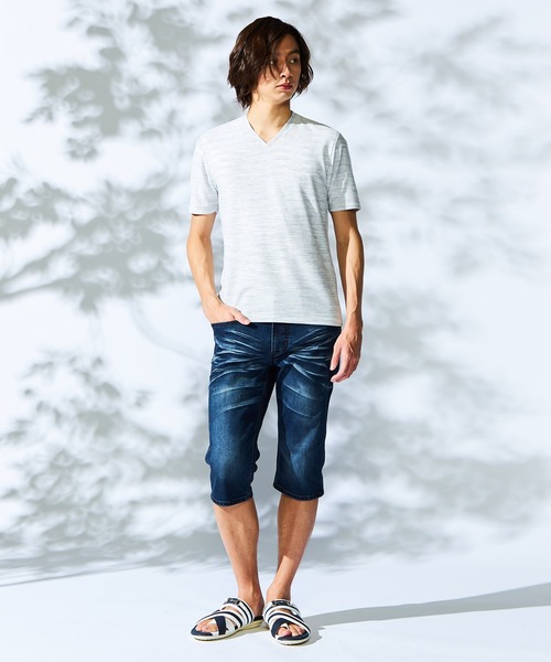 HIDEAWAYS NICOLE（ハイダウェイニコル）の「ハニカムジャガード半袖Ｔシャツ（Tシャツ/カットソー・メンズ・ブラック×グレー/スモークピンク/ブルー/ライトグレー/ブラック×ホワイト・MEDIUM/X-LARGE/LARGE）」の7枚目の写真