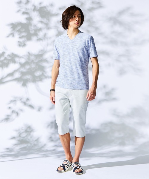 HIDEAWAYS NICOLE（ハイダウェイニコル）の「ハニカムジャガード半袖Ｔシャツ（Tシャツ/カットソー・メンズ・ブラック×グレー/スモークピンク/ブルー/ライトグレー/ブラック×ホワイト・MEDIUM/X-LARGE/LARGE）」の9枚目の写真