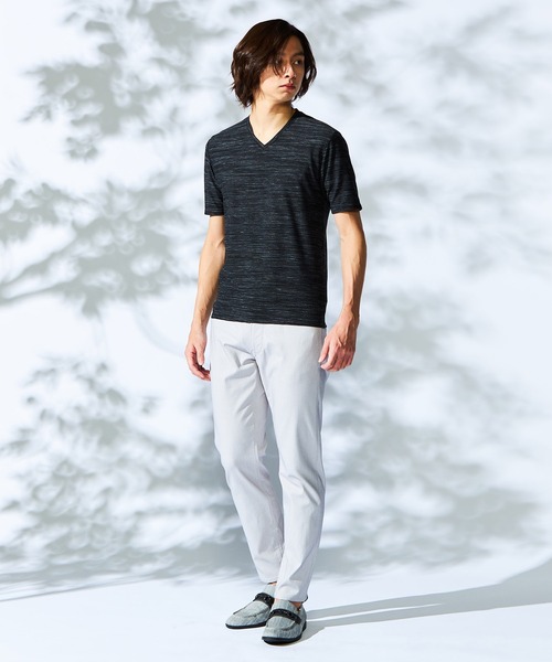 HIDEAWAYS NICOLE（ハイダウェイニコル）の「ハニカムジャガード半袖Ｔシャツ（Tシャツ/カットソー・メンズ・ブラック×グレー/スモークピンク/ブルー/ライトグレー/ブラック×ホワイト・MEDIUM/X-LARGE/LARGE）」の10枚目の写真