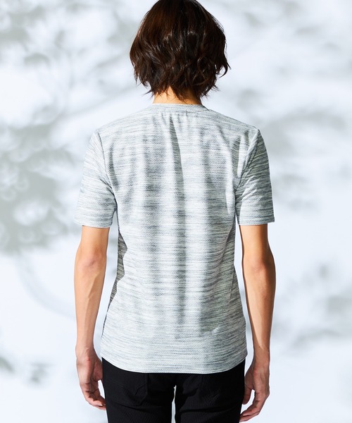 HIDEAWAYS NICOLE（ハイダウェイニコル）の「ハニカムジャガード半袖Ｔシャツ（Tシャツ/カットソー・メンズ・ブラック×グレー/スモークピンク/ブルー/ライトグレー/ブラック×ホワイト・MEDIUM/X-LARGE/LARGE）」の15枚目の写真