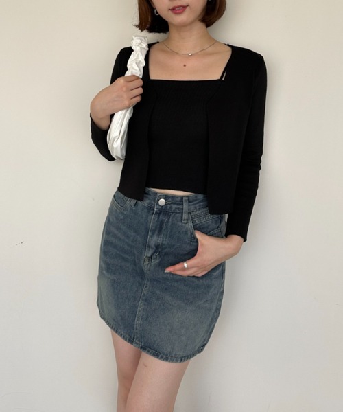 gossip!ロサンゼルス(ゴシップロサンゼルス)の「ユーズドテクスチャー ミニ丈デニム(デニムスカート・レディース・ブルー・S/M/L)」の5枚目の写真