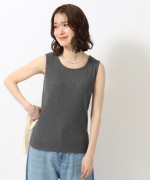 SHOO・LA・RUE（シューラルー）の「デイリー使いに ランダムテレコ タンクトップ（タンクトップ・レディース・ホワイト系/ダークグレー/ブラック/ナチュラル・02/03/04）」の12枚目の写真