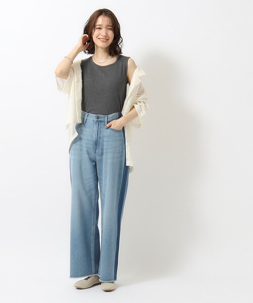 SHOO・LA・RUE（シューラルー）の「デイリー使いに ランダムテレコ タンクトップ（タンクトップ・レディース・ホワイト系/ダークグレー/ブラック/ナチュラル・02/03/04）」の14枚目の写真