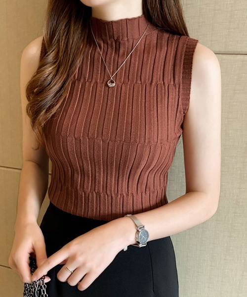 Miniministore(ミニミニストア)の「タートルネック ニット トップス(ニット/セーター・レディース・イエロー/ブラウン/ベージュ/ホワイト/ブラック・FREE)」の3枚目の写真