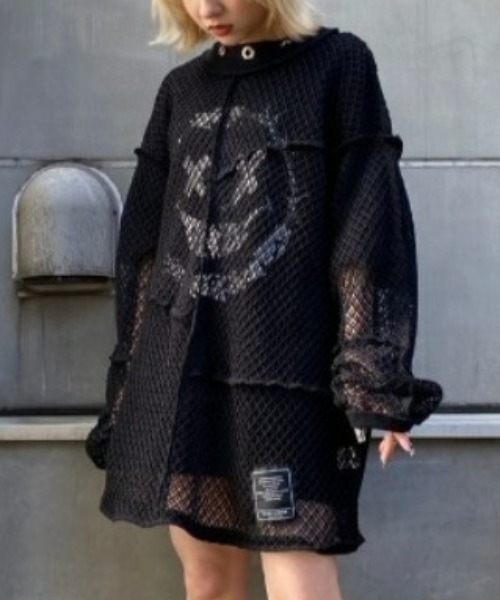 Candy Stripper(キャンディストリッパー)の「PATCH WORK MESH トップス(Tシャツ/カットソー・レディース・オフホワイト/グリーン/ブラック・2)」の3枚目の写真