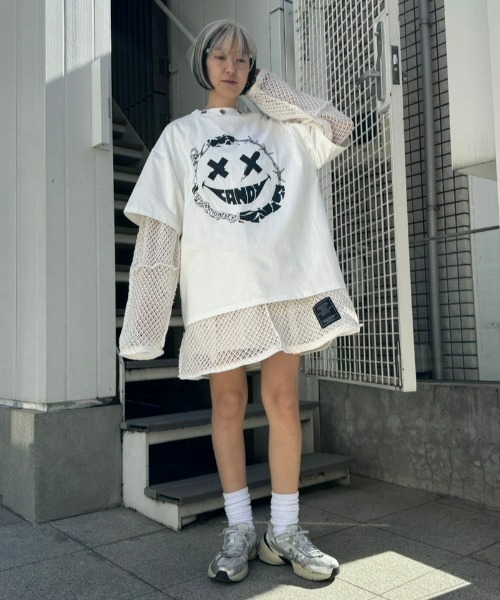 Candy Stripper(キャンディストリッパー)の「PATCH WORK MESH トップス(Tシャツ/カットソー・レディース・オフホワイト/グリーン/ブラック・2)」の17枚目の写真