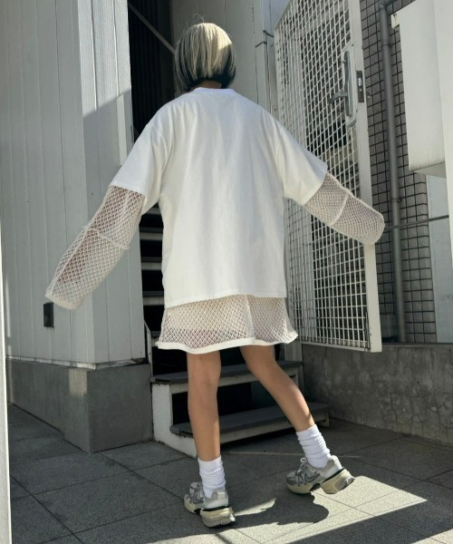 Candy Stripper(キャンディストリッパー)の「PATCH WORK MESH トップス(Tシャツ/カットソー・レディース・オフホワイト/グリーン/ブラック・2)」の18枚目の写真