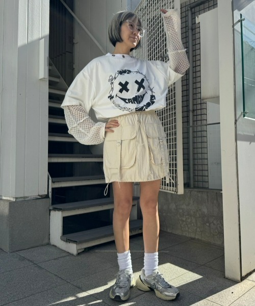 Candy Stripper(キャンディストリッパー)の「PATCH WORK MESH トップス(Tシャツ/カットソー・レディース・オフホワイト/グリーン/ブラック・2)」の19枚目の写真