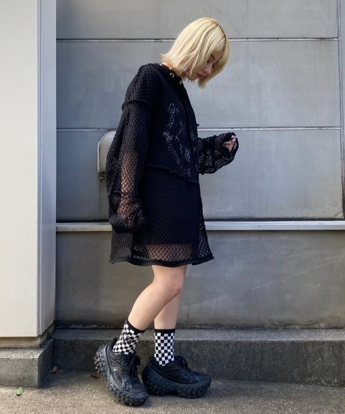 Candy Stripper(キャンディストリッパー)の「PATCH WORK MESH トップス(Tシャツ/カットソー・レディース・オフホワイト/グリーン/ブラック・2)」の10枚目の写真