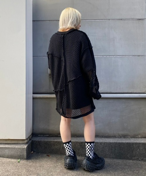 Candy Stripper(キャンディストリッパー)の「PATCH WORK MESH トップス(Tシャツ/カットソー・レディース・オフホワイト/グリーン/ブラック・2)」の11枚目の写真