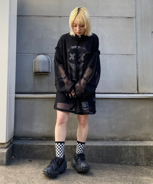 Candy Stripper(キャンディストリッパー)の「PATCH WORK MESH トップス(Tシャツ/カットソー・レディース・オフホワイト/グリーン/ブラック・2)」の9枚目の写真
