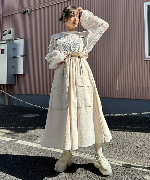 Candy Stripper(キャンディストリッパー)の「PATCH WORK MESH トップス(Tシャツ/カットソー・レディース・オフホワイト/グリーン/ブラック・2)」の12枚目の写真