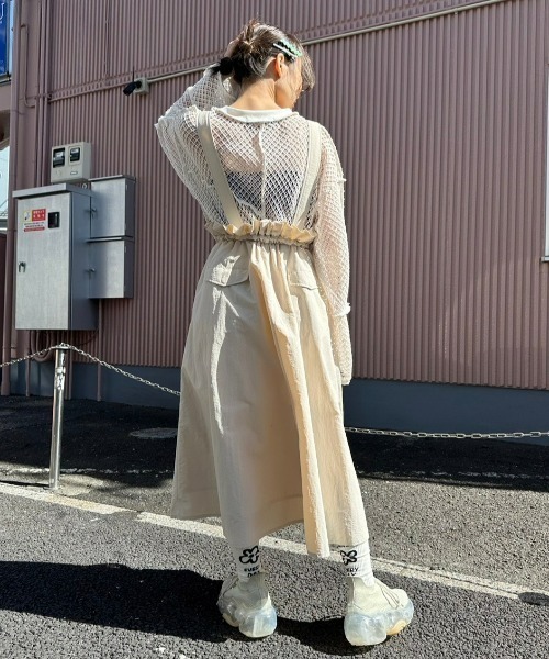 Candy Stripper(キャンディストリッパー)の「PATCH WORK MESH トップス(Tシャツ/カットソー・レディース・オフホワイト/グリーン/ブラック・2)」の14枚目の写真