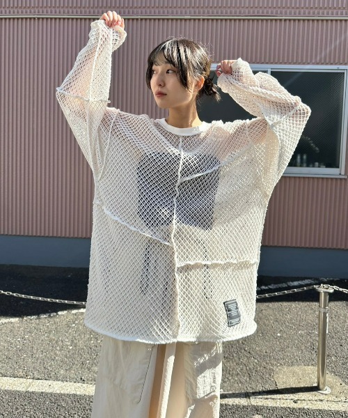 Candy Stripper(キャンディストリッパー)の「PATCH WORK MESH トップス(Tシャツ/カットソー・レディース・オフホワイト/グリーン/ブラック・2)」の16枚目の写真