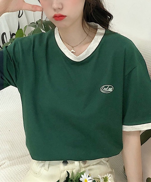 IRADOWL(アイラドール)の「バイカラーカジュアルトップス(Tシャツ/カットソー・レディース・レッド/グリーン・MEDIUM/LARGE/X-LARGE)」の8枚目の写真