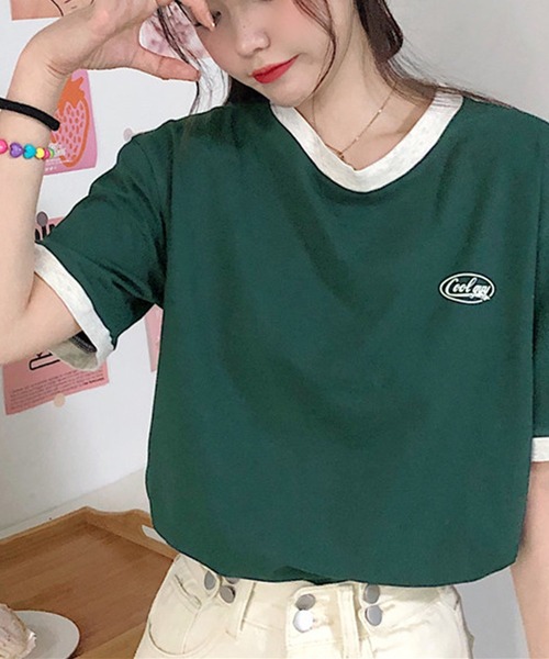 IRADOWL(アイラドール)の「バイカラーカジュアルトップス(Tシャツ/カットソー・レディース・レッド/グリーン・MEDIUM/LARGE/X-LARGE)」の9枚目の写真