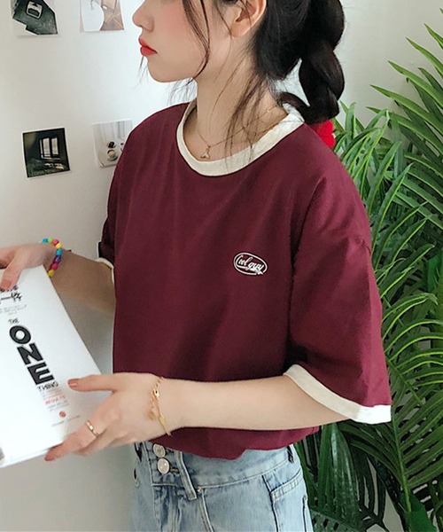 IRADOWL(アイラドール)の「バイカラーカジュアルトップス(Tシャツ/カットソー・レディース・レッド/グリーン・MEDIUM/LARGE/X-LARGE)」の10枚目の写真